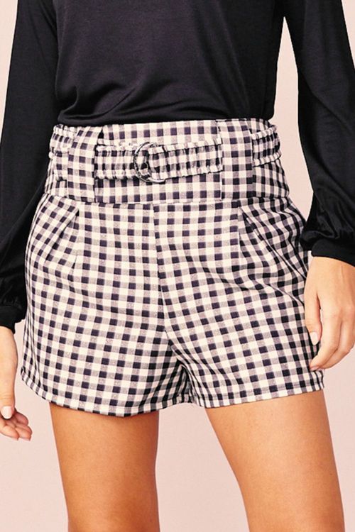 SHORT XADREZ LUREX -PRETO