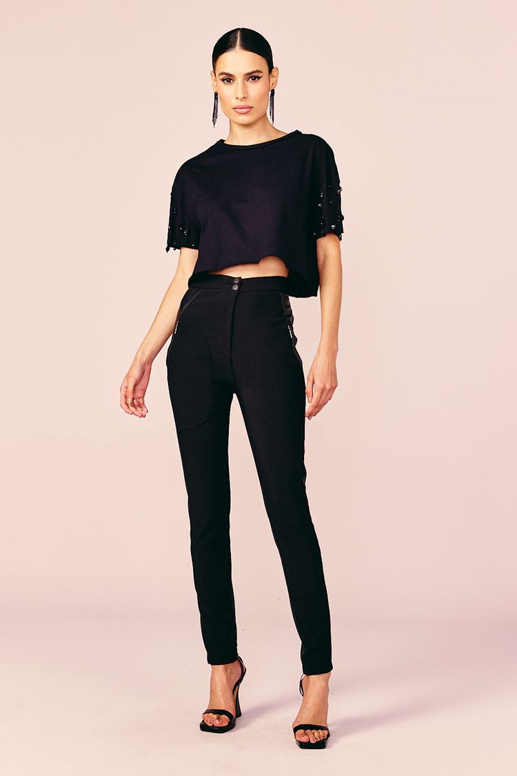 CALÇA MIX MALHA -PRETO PP - PRETO - 212846