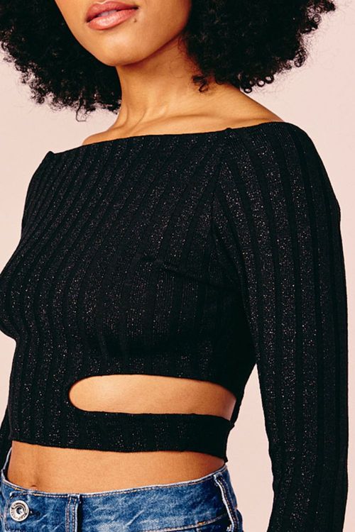 CROPPED LUREX -PRETO/PRETO