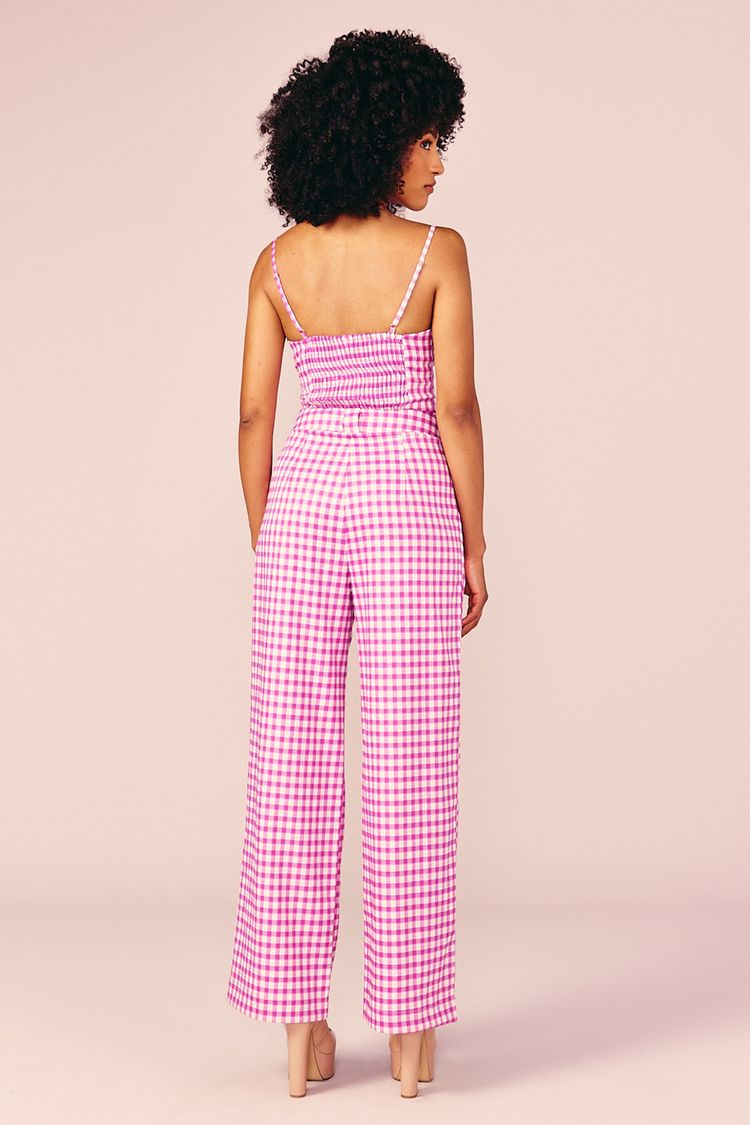 CALÇA WIDE XADREZ -MAXI PINK PP - MAXI PINK - 212906