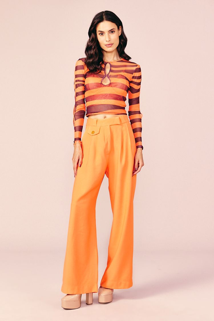 CALÇA PANTALONA DET BOLSO -ORANGE PP - ORANGE - 213136