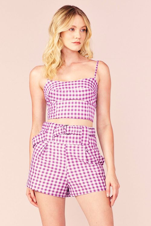 SHORT XADREZ LUREX -MAXI PINK