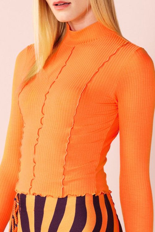 BLUSA RECORTES OVERLOQUINHO -ORANGE