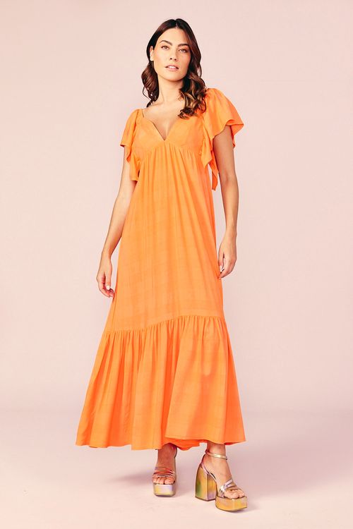 VESTIDO DECOTE COSTAS-ORANGE