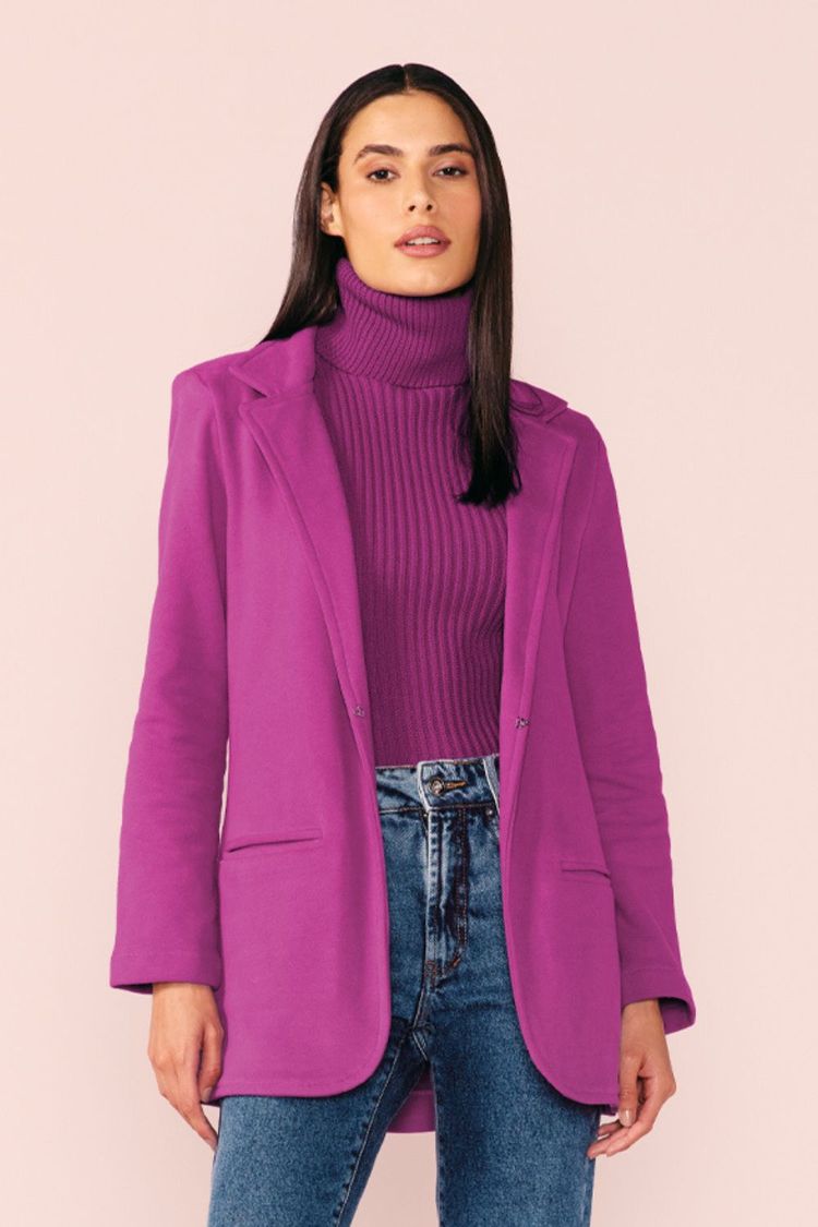 BLAZER MOLETOM ALONGADO -MAXI PINK PP - MAXI PINK - 213424