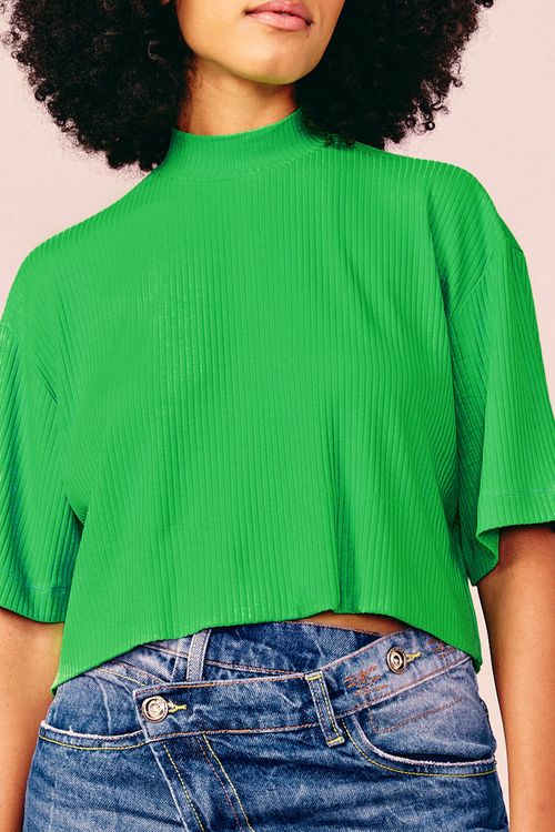 BLUSA RIB AMPLINHA -MACA VERDE