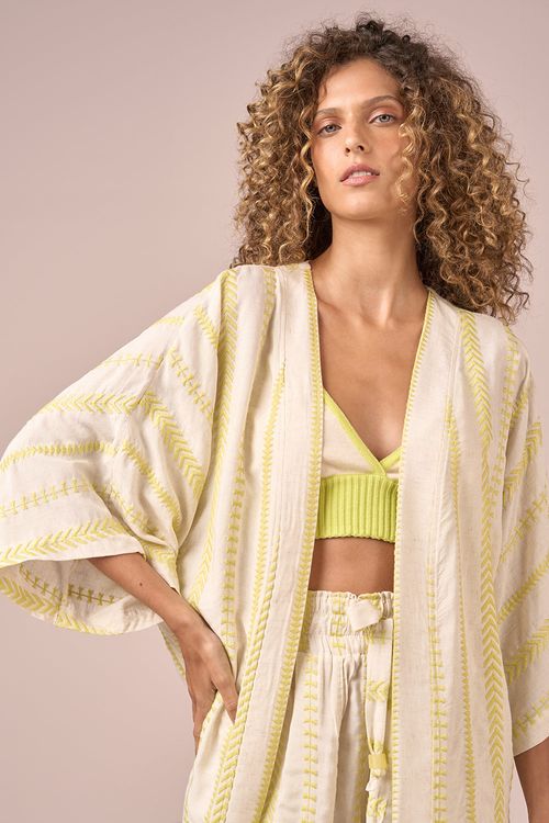 KIMONO VISCOSE BORDADA - ACIDO