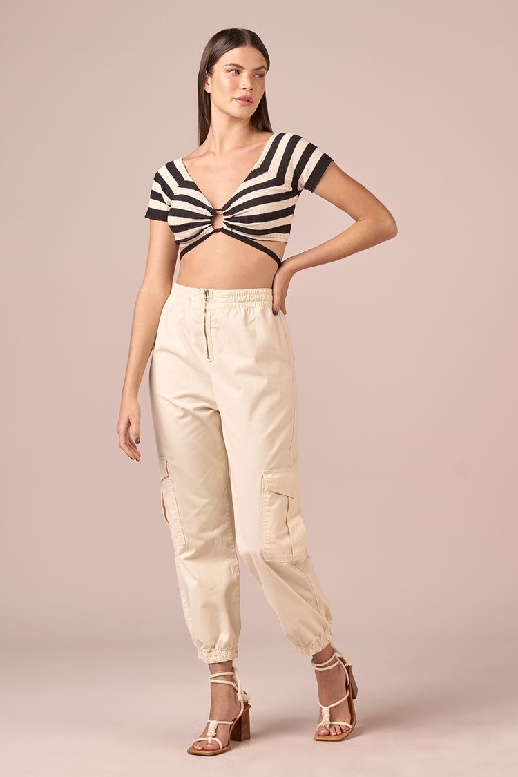 CALCA SARJA CARGO ZIPER - OFF WHITE 38 - OFF WHITE - 221178