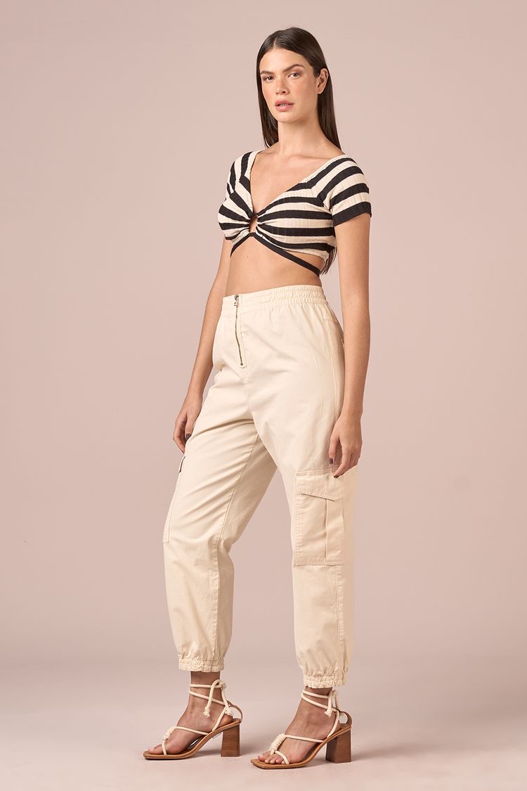 CALCA SARJA CARGO ZIPER - OFF WHITE 38 - OFF WHITE - 221184