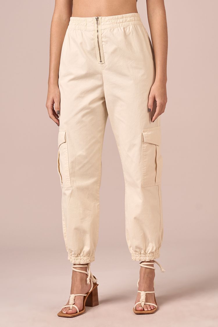 CALCA SARJA CARGO ZIPER - OFF WHITE 38 - OFF WHITE - 221196