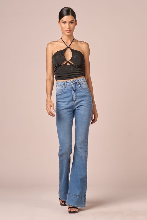 TOP CROPPED JERSEY - PRETO