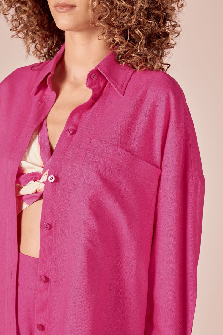 CAMISAO LINHO BASIC -ROSA P - ROSA - 223571