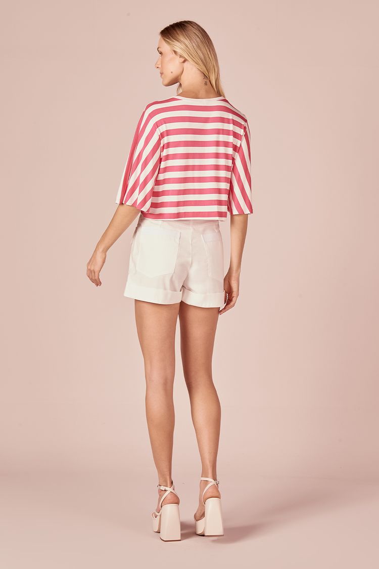 BLUSA CROPPED LISTRADA - ROSA PP - ROSA - 223594