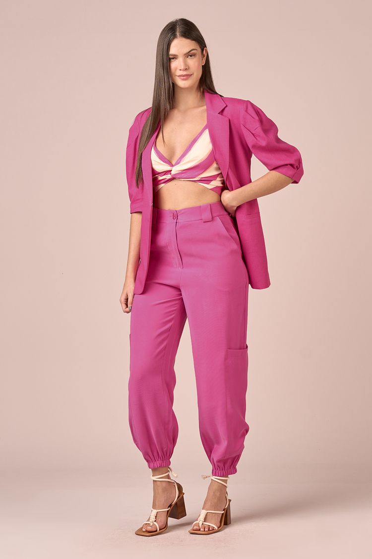 BLAZER LINHO MANGA CURTA - ROSA P - ROSA - 223608