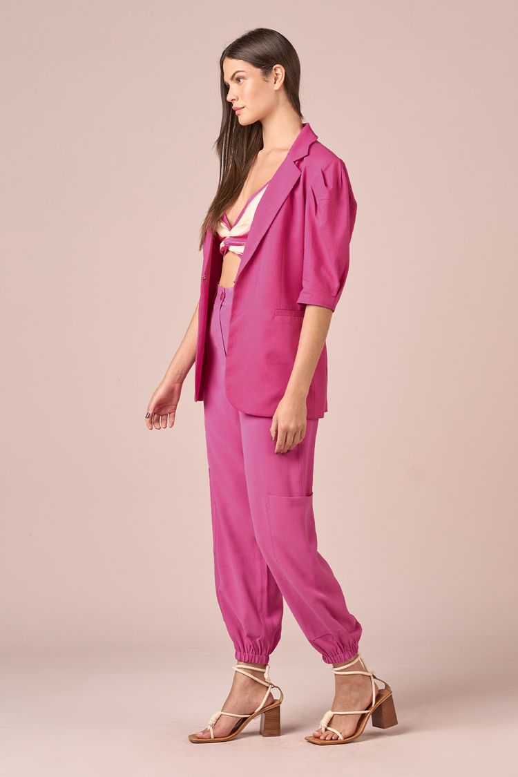BLAZER LINHO MANGA CURTA - ROSA P - ROSA - 223613