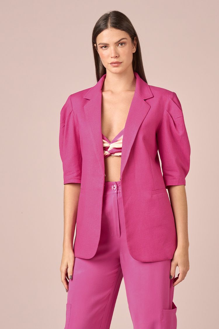 BLAZER LINHO MANGA CURTA - ROSA P - ROSA - 223618