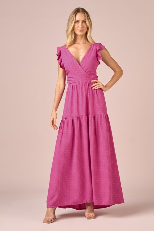 VESTIDO LONGO BABADO-ROSA