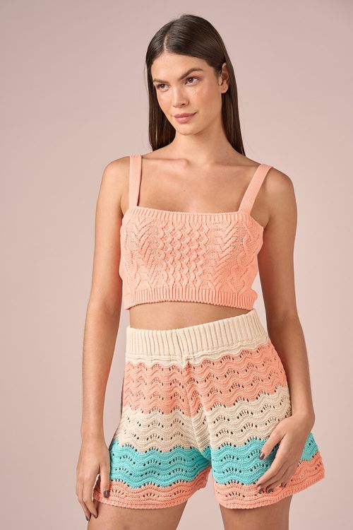 CROPPED TRICOT PONTO TRANCADO - SUMMER