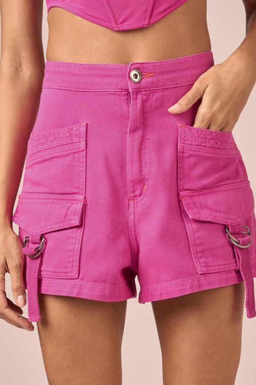 SHORT SARJA BOLSO FIVELAS - ROSA