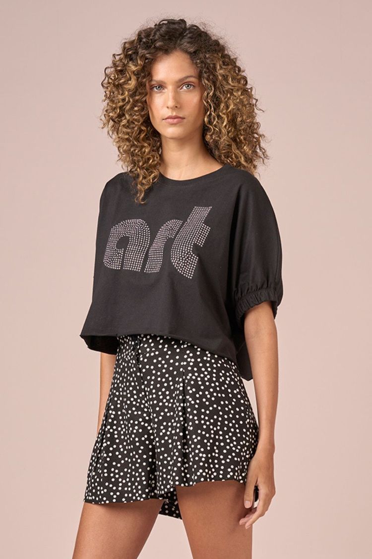 T-SHIRT SILK ART - PRETO / PRATA PP - PRETO / PRATA - 227527