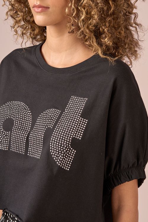 T-SHIRT SILK ART - PRETO / PRATA