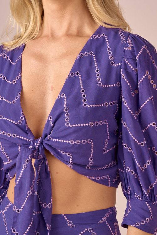 BLUSA DE AMARRAR LAISE ZIG ZAG - VIOLETA