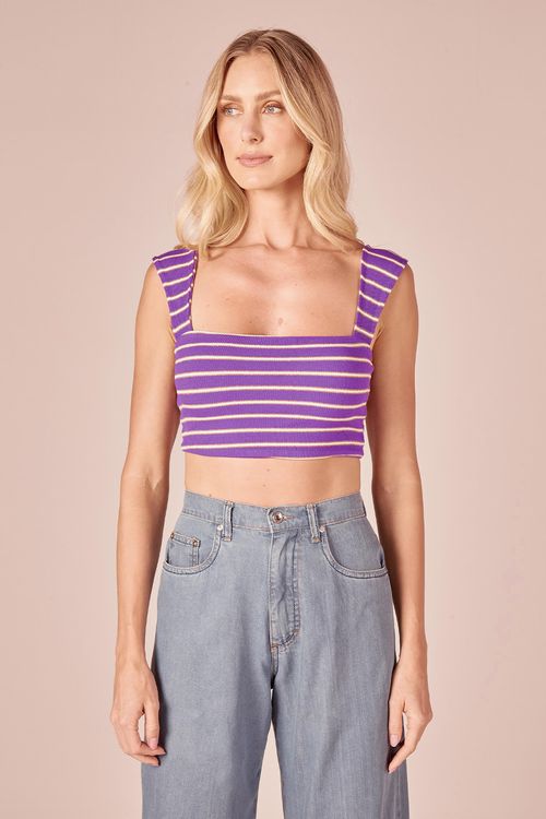 CROPPED LISTRADO LUREX - VIOLETA