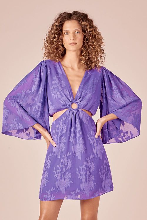 VESTIDO CURTO COM ARGOLA CHIFFON-VIOLETA