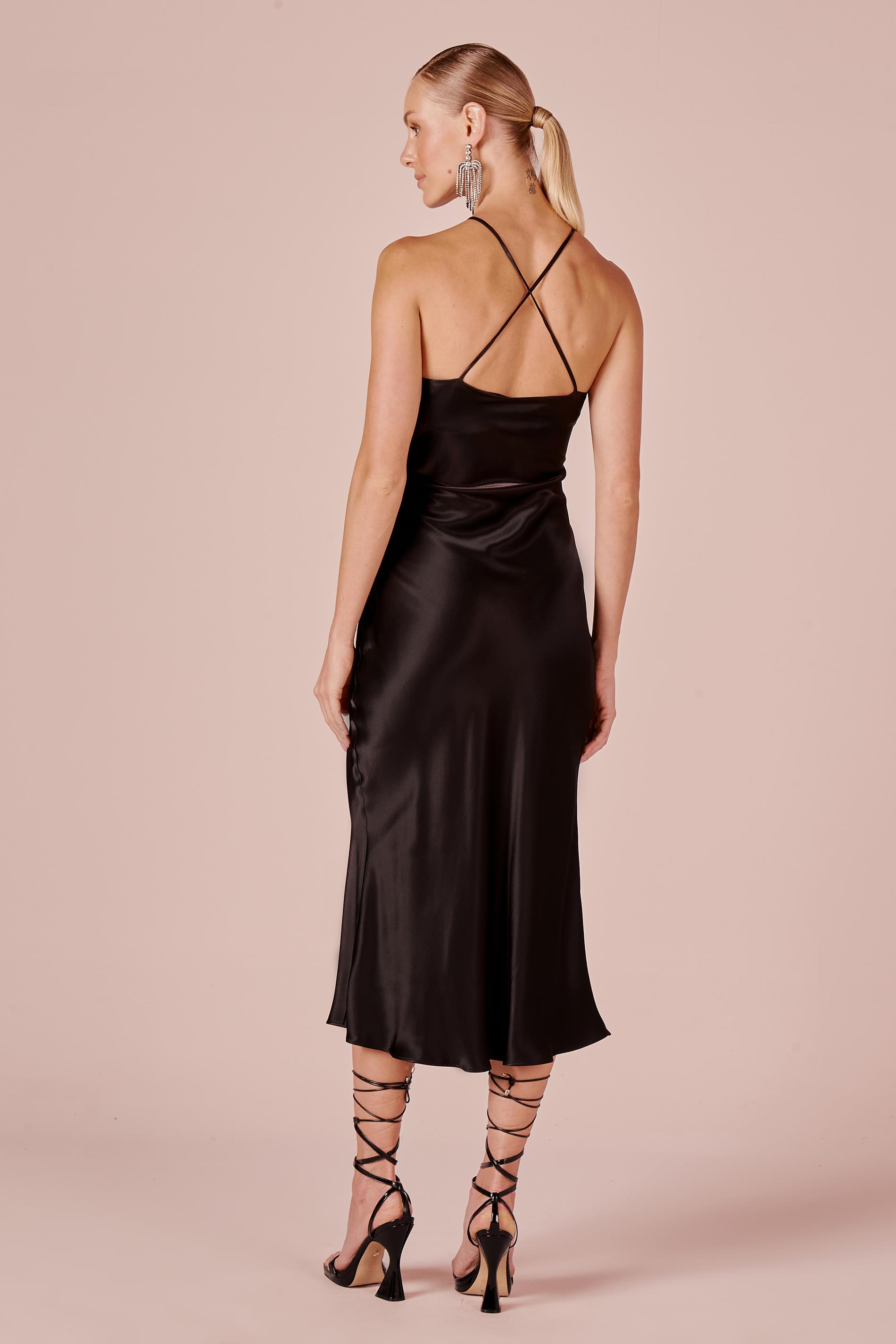SLIP DRESS C/ LACO FRENTE-PRETO M - PRETO - 229086