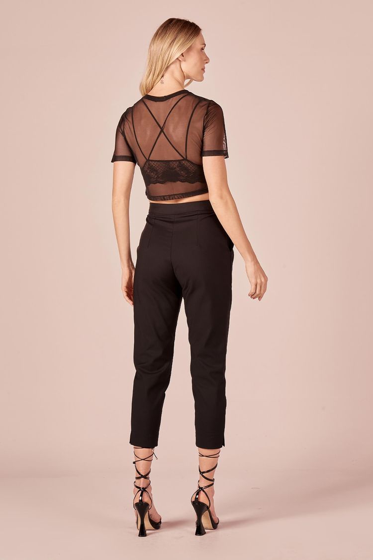BLUSA TULE SILK SHINE - PRETO P - PRETO - 229477