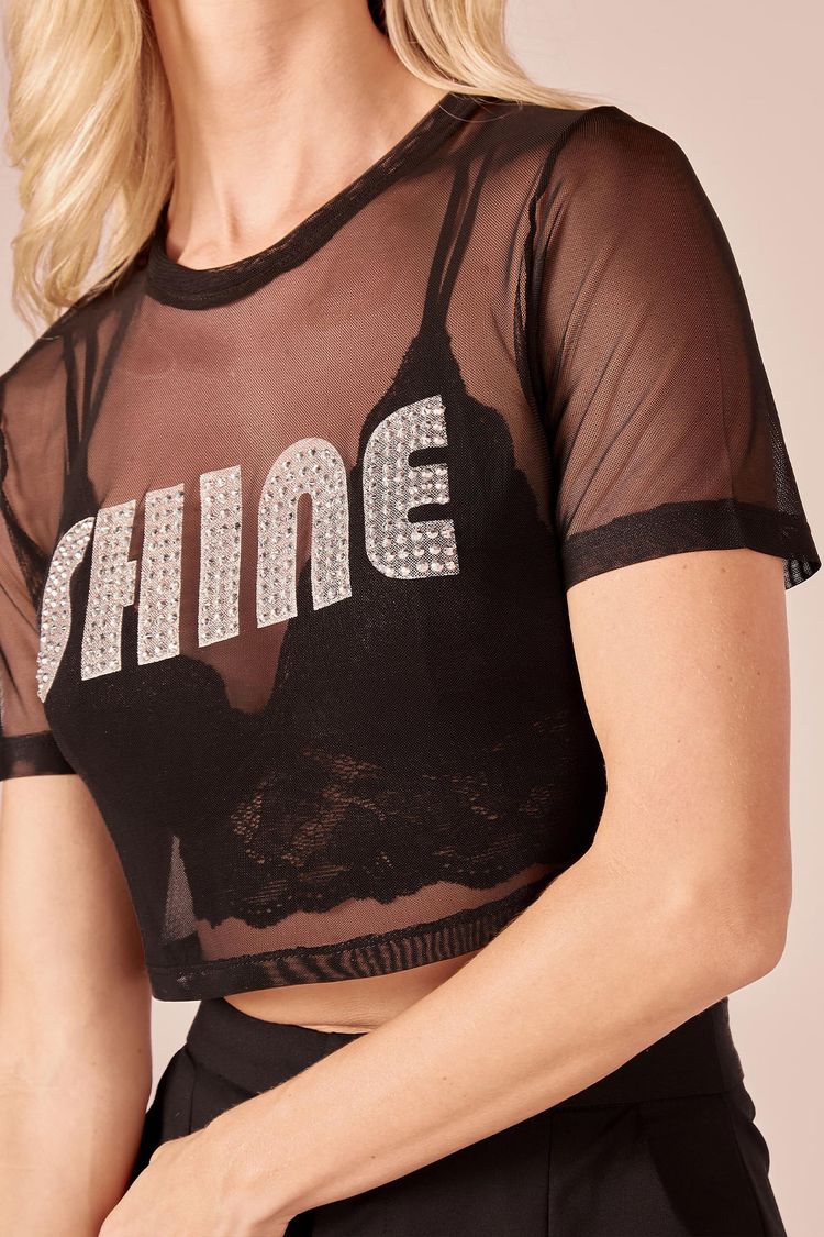 BLUSA TULE SILK SHINE - PRETO P - PRETO - 229481