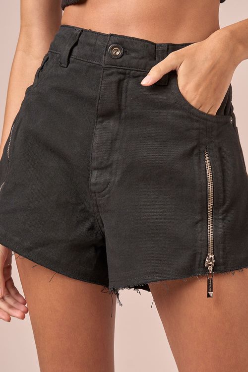 SHORT SARJA ZIPER -PRETO