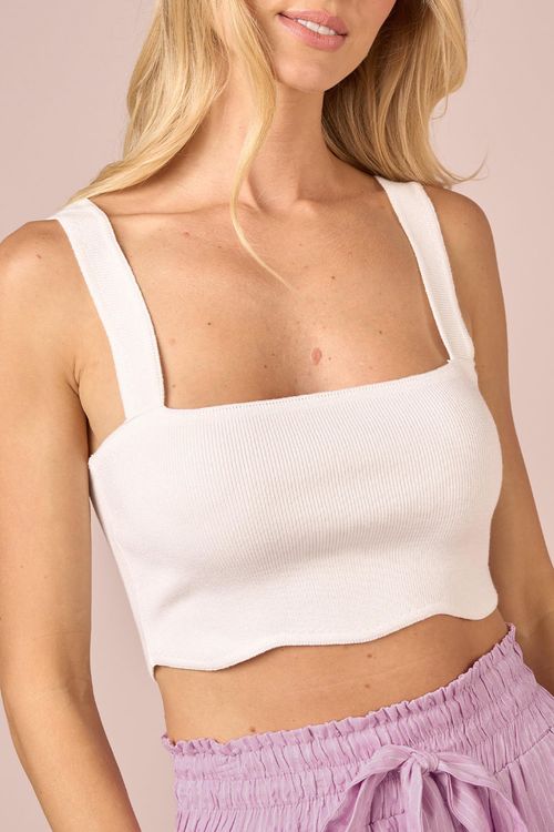 CROPPED DECOTE ONDULADOS TRICOT - BRANCO