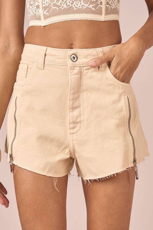 SHORT SARJA ZIPER -OFF WHITE