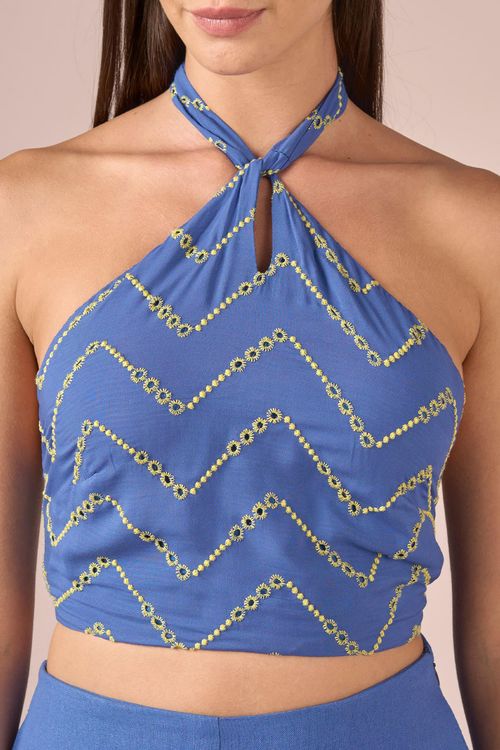 BLUSA FRENTE UNICA LAISE ZIG ZAG - ANIL