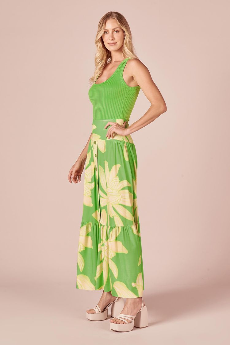 SAIA LONGA -ESTAMPA FLORAL LIME PP - EST FLORAL LIME - 231699