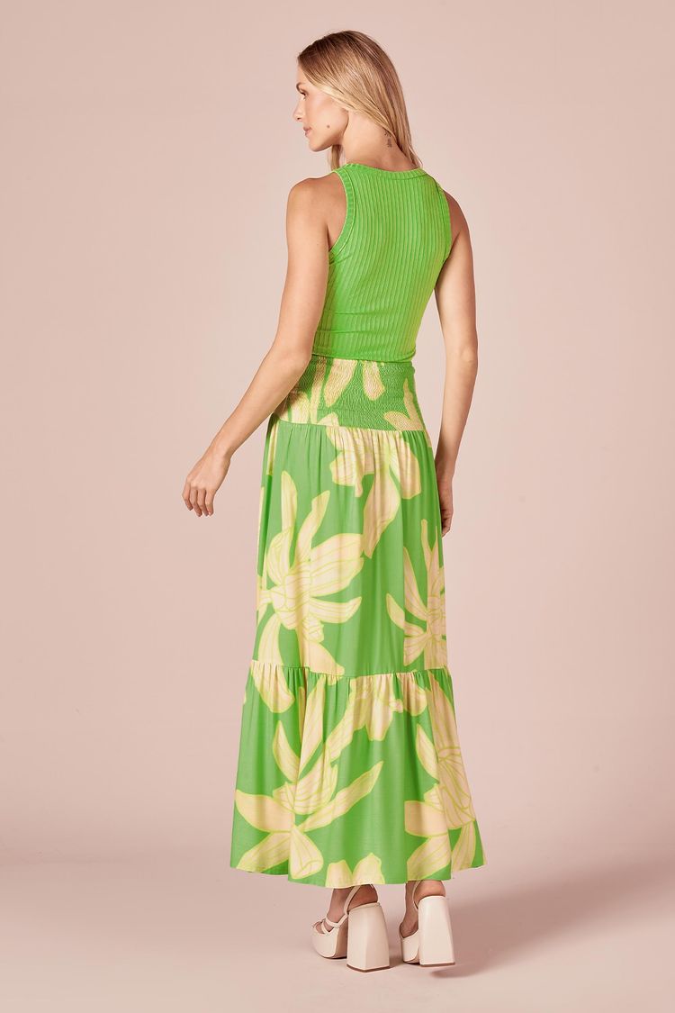 SAIA LONGA -ESTAMPA FLORAL LIME PP - EST FLORAL LIME - 231700