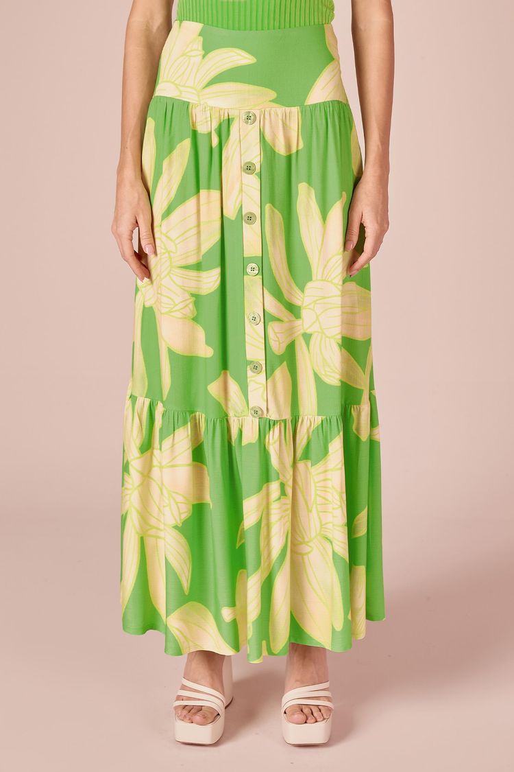 SAIA LONGA -ESTAMPA FLORAL LIME PP - EST FLORAL LIME - 231701