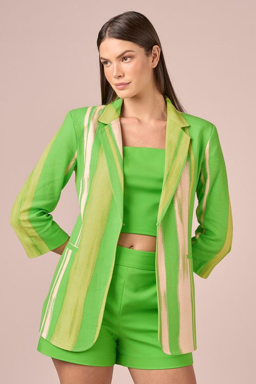 BLAZER ALONGADO LINHO - ESTAMPA CALIENTE LIME