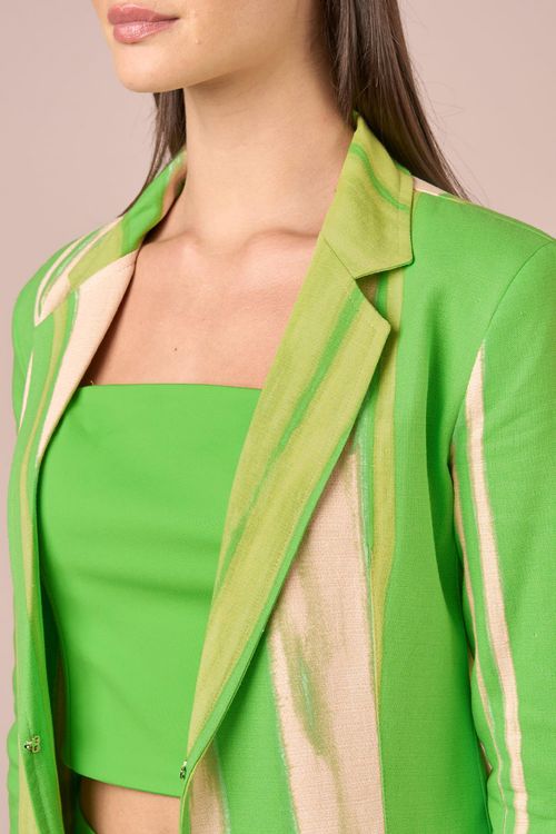 BLAZER ALONGADO LINHO - ESTAMPA CALIENTE LIME