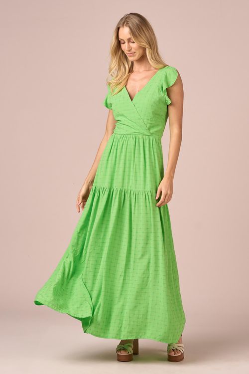 VESTIDO LONGO BABADO-LIME