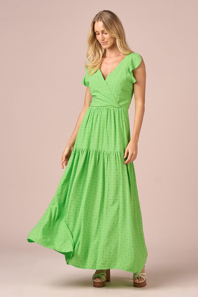 VESTIDO LONGO BABADO-LIME PP - LIME - 231741
