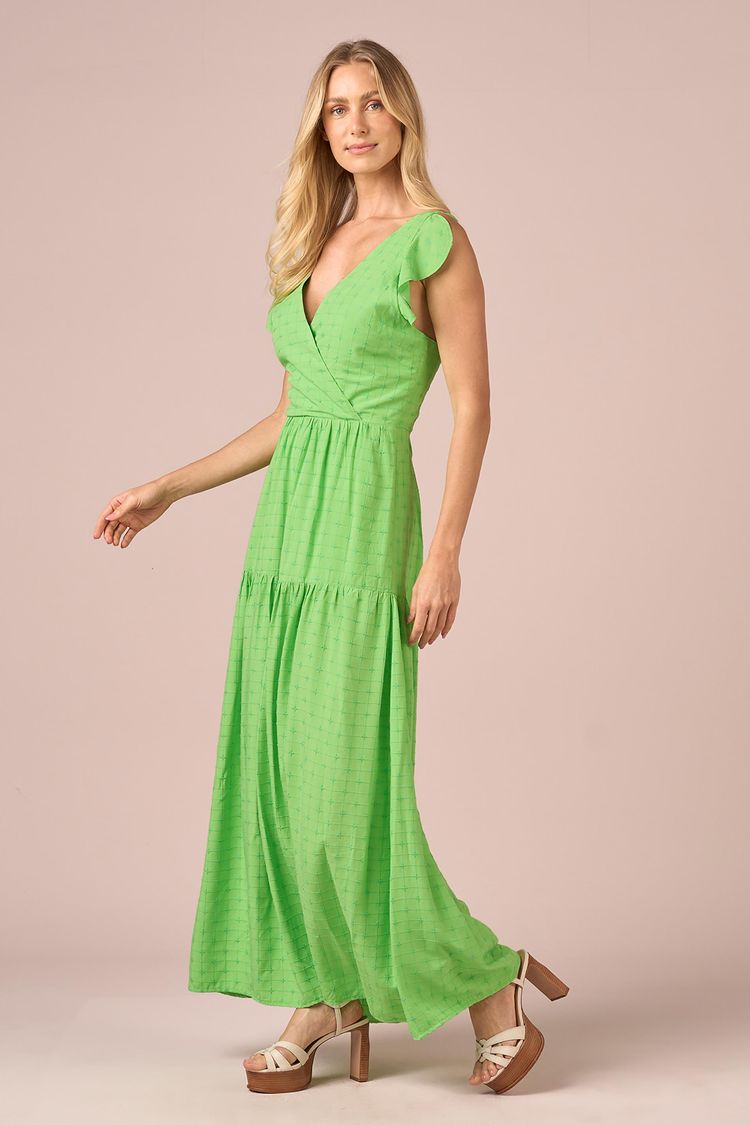 VESTIDO LONGO BABADO-LIME PP - LIME - 231742