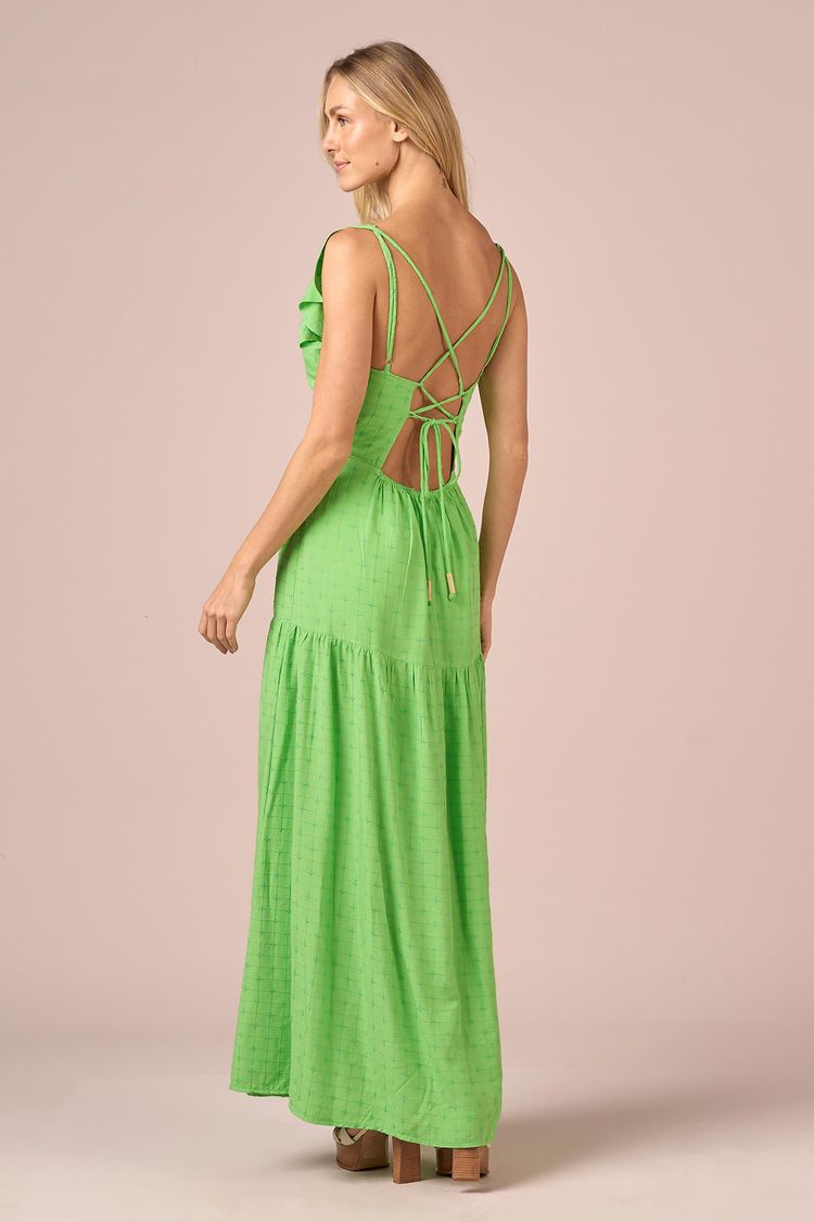 VESTIDO LONGO BABADO-LIME PP - LIME - 231743