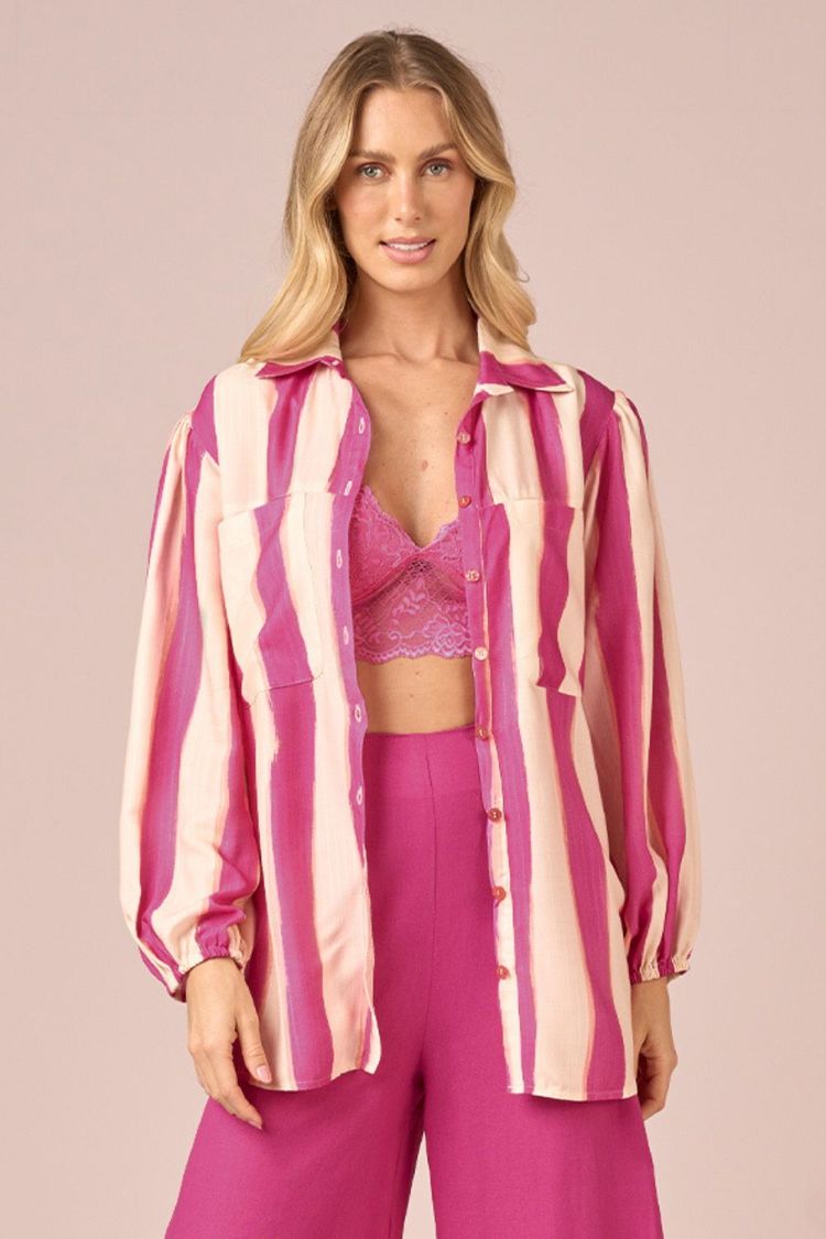 CAMISA  - EST LISTRADO NAVY ROSA M - EST LISTRADO NAVY ROSA - 232032