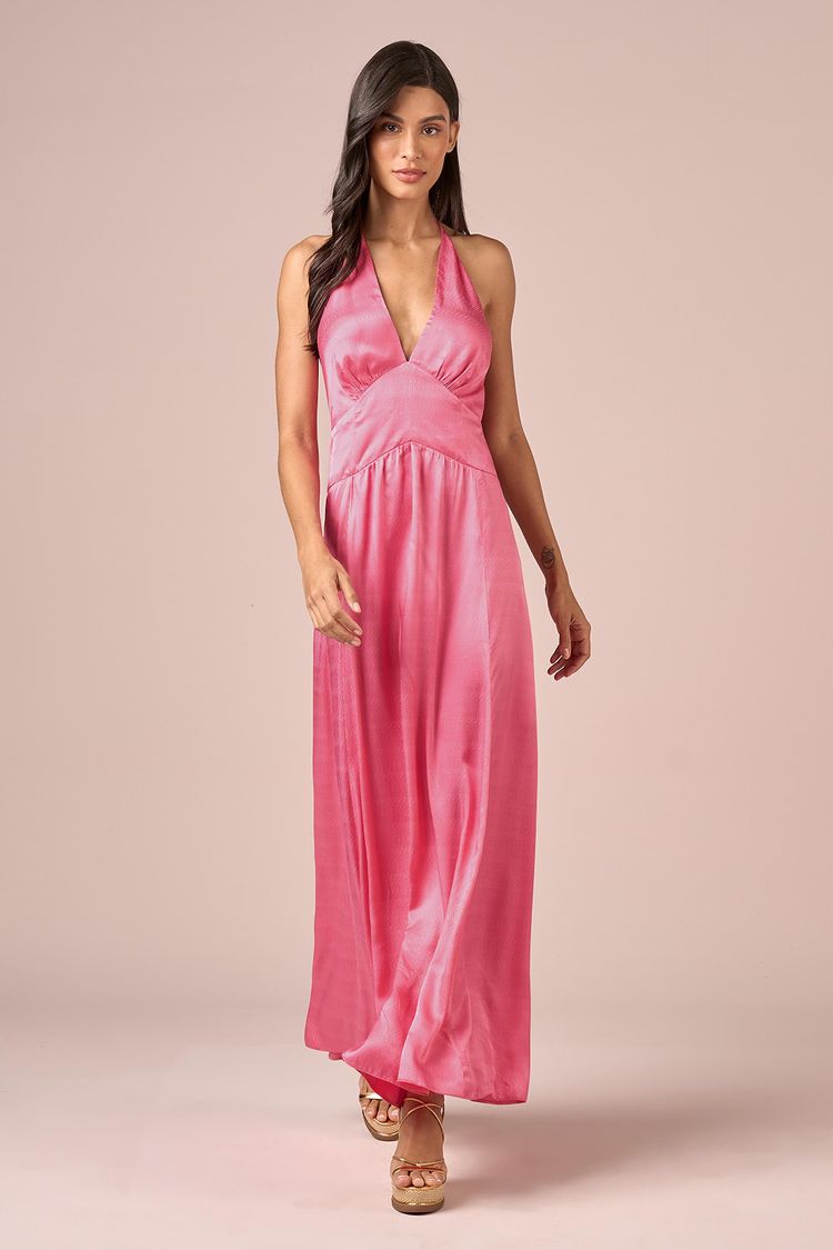 VESTIDO LONGO FRENTE UNICA-CARMIM P - CARMIM - 232092