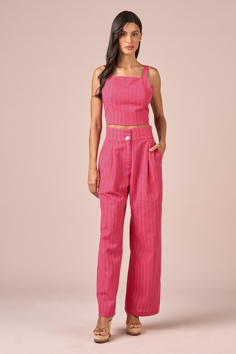 CALCA PANTALONA LINHO LUREX -CARMIM P - CARMIM - 232101