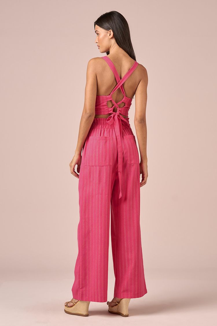 CALCA PANTALONA LINHO LUREX -CARMIM P - CARMIM - 232102