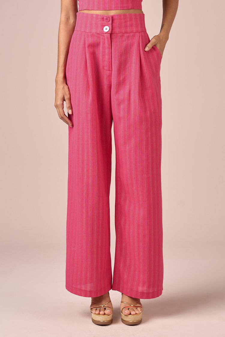 CALCA PANTALONA LINHO LUREX -CARMIM P - CARMIM - 232103