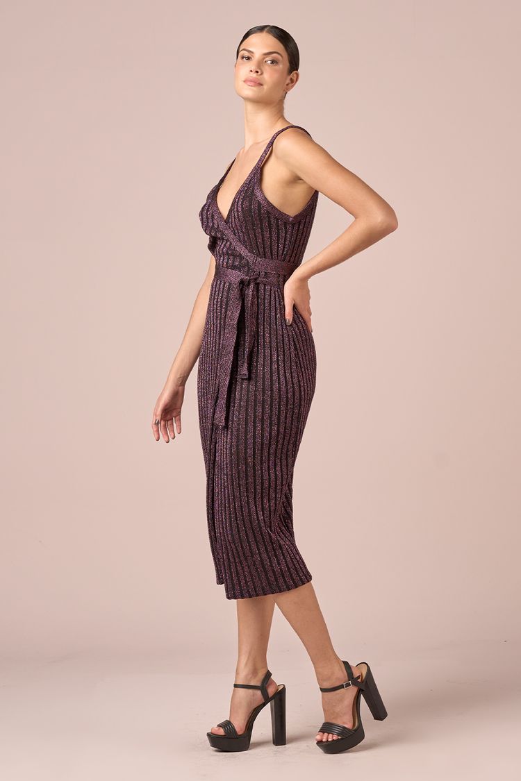 VESTIDO TRANSPASSADO TRICOT - PRETO/ROSA P - PRETO/ROSA - 232193